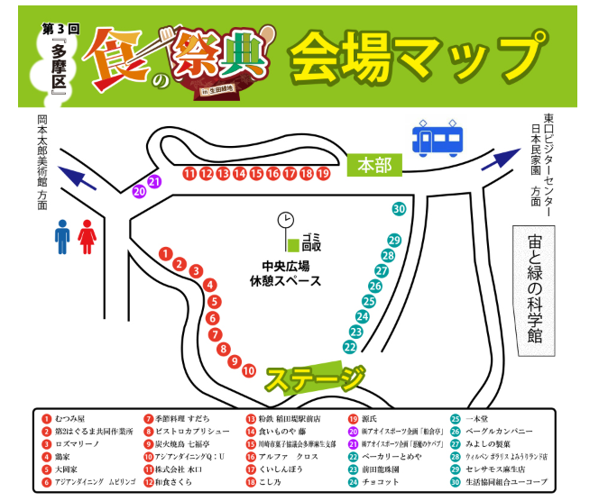 生田緑地で『食の祭典』多摩区内の30店舗以上が集合!音楽ライブも【11月25日(日)】 生田緑地で『食の祭典』多摩区内の30店舗以上が集合!音楽ライブも【11月25日(日)】