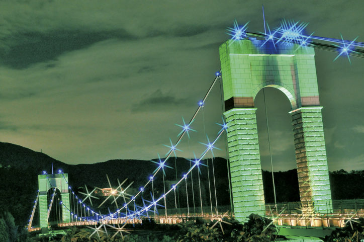 2019年も期間限定カラーで彩る秦野戸川公園「風の吊り橋」ライトアップ