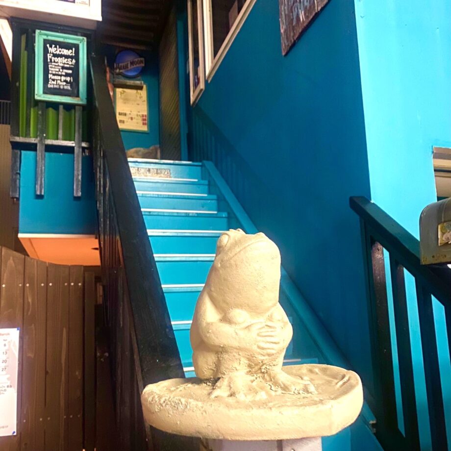 雄三通り沿いにある青い階段とカエルの置物が印象的な茅ヶ崎のライブバー「FROGGIES（フロッギーズ）」