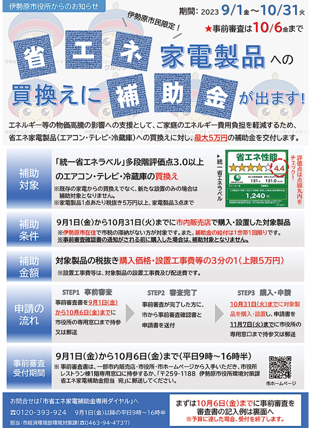 伊勢原市で省エネ家電購入に補助金＜2023年9月1日～10月31日