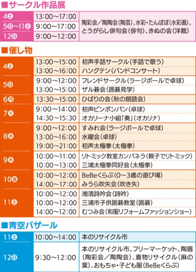 第39回・三浦初声市民センターまつり～地元サークル集結～11月4日からスタート＜フリマ出店希望者受付は10月10日から＞