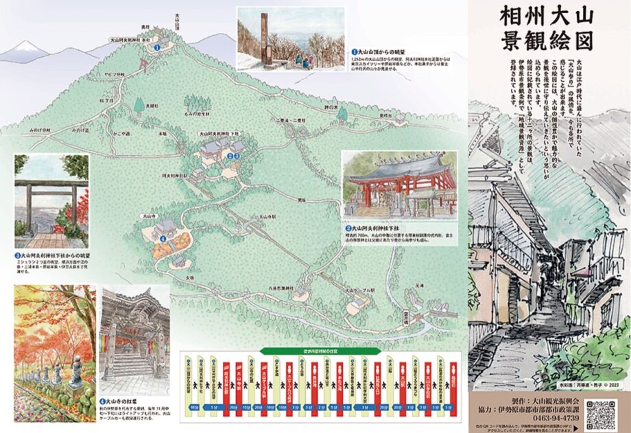 〈大山観光振興会〉まちあるきイラストマップ「相州大山景観絵図」