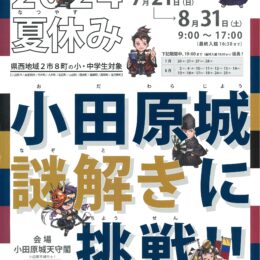 【県西地域２市８町の小中学生対象】夏休みに小田原城天守閣で「小田原城謎解きに挑戦！」