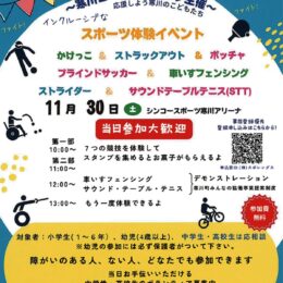 【11月30日】こどもたちに楽しめる様々なスポーツを「インクルーシブなスポーツ体験」＠寒川町