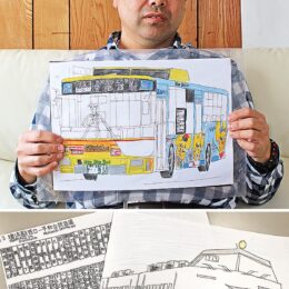 ＜川崎市中原区＞障害者アート・上井淳さん初の作品展【５月11日まで】バスと電車の絵＠ららテラス