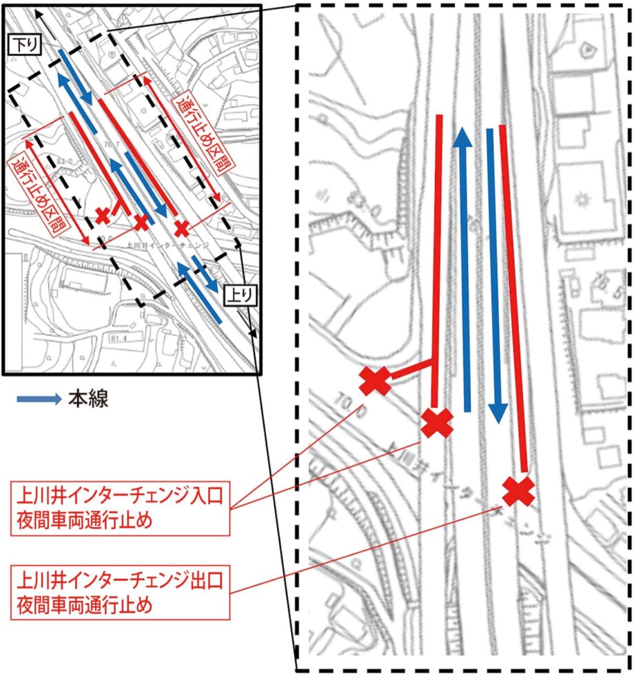 5月16日午後９時～翌早朝 夜間通行止め 国道16号保土ヶ谷バイパス（上下）の上川井インターチェンジ出入口