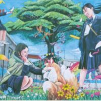 【松田町・寄村合併７０周年】記念グッズとして松田中学校美術部の作品をあしらったクリアファイルを配布