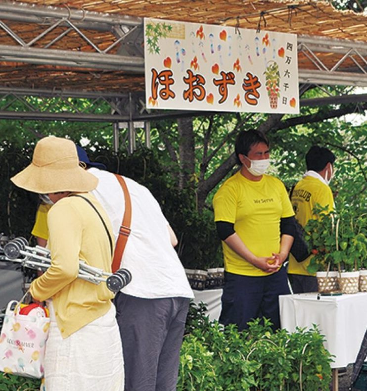 横浜市戸塚区の妙法寺「チャリティーほおずき市」花の販売・かき氷や焼きそばの販売・ミニバザーや地域作業所の出店など
