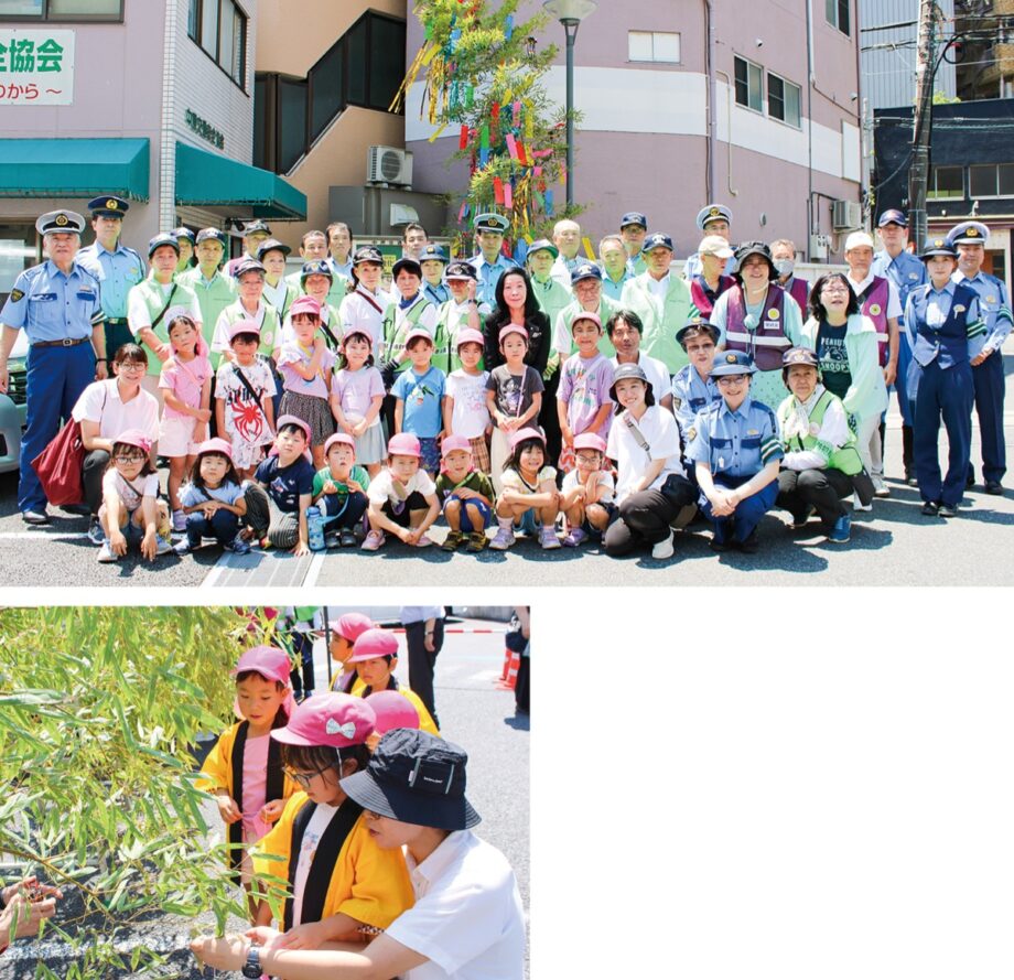 【7月7日まで】川崎市・中原警察署に七夕飾り～安全安心の願い込めすみれ保育園の園児らと設置